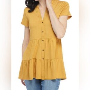 Wonderly Julianna button-down tunic Gold Yellow Size 2X